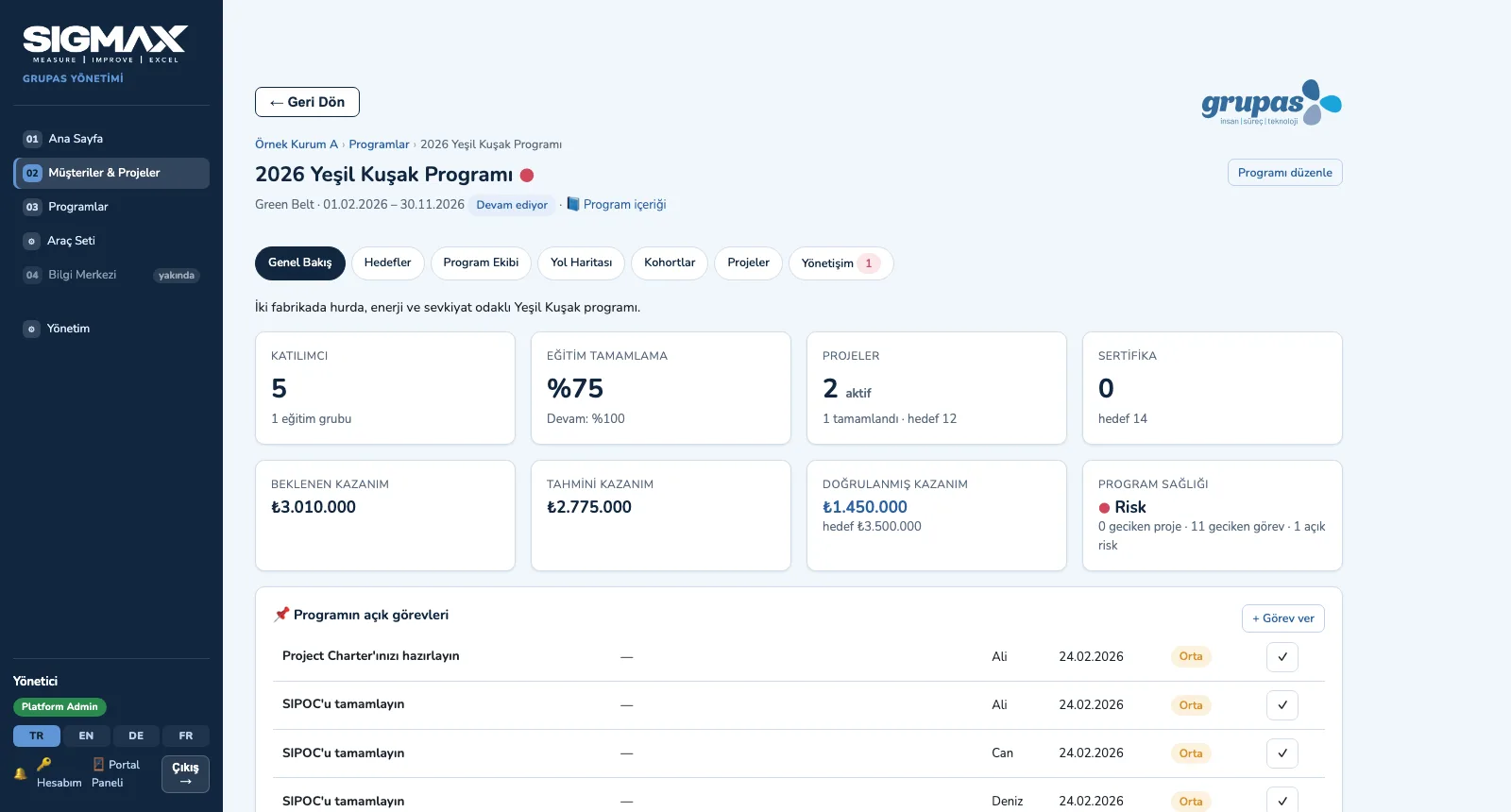 CLIENT — Programı yönetin