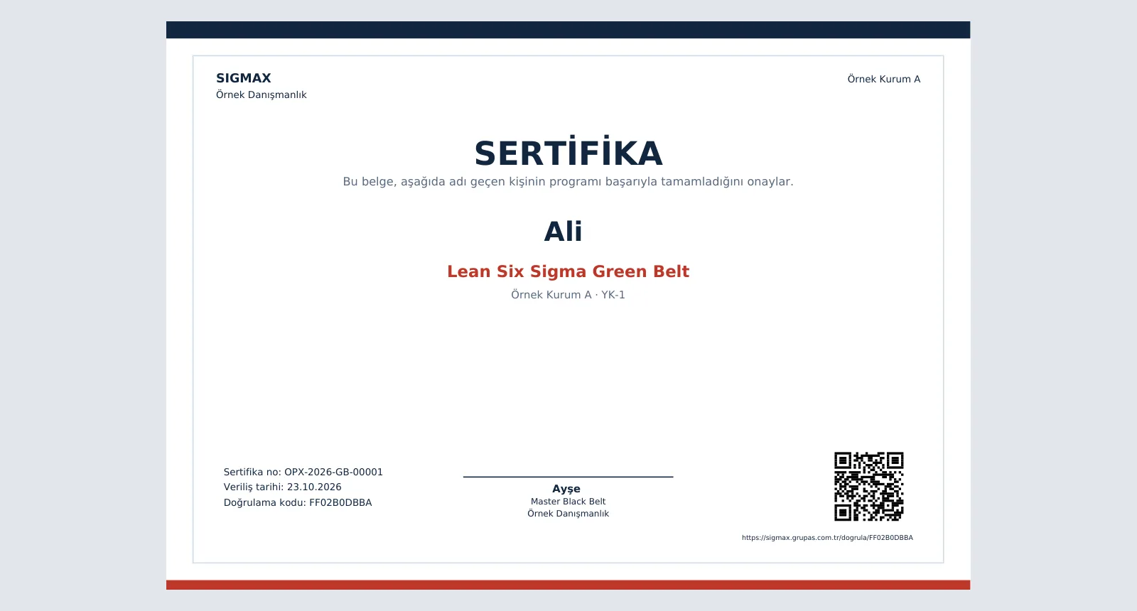 VALUE — QR kodlu sertifika